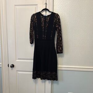 Blumarine Black Sheath Cocktail Dress with Long Sleeves